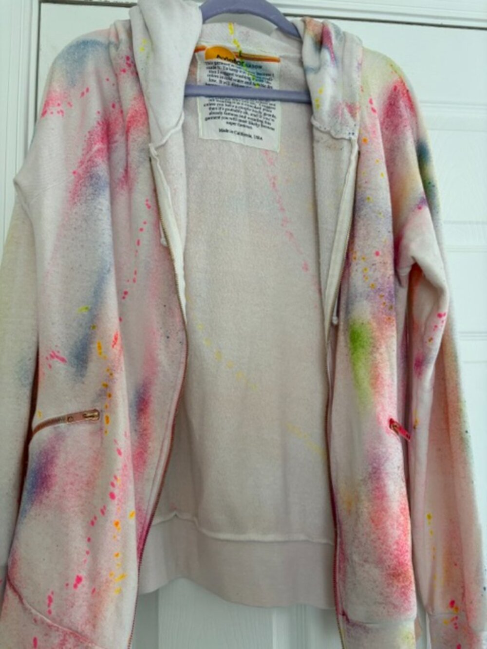Aviator Nation Artist Collection Hand-Painted Splatter Zip Hoodie – Unisex Large